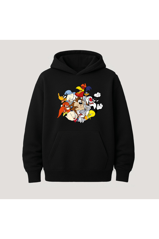 Looney Tunes Printed Kangaroo Pocket Cotton Hooded Long Sleeve Hoodie Sweatshirt
