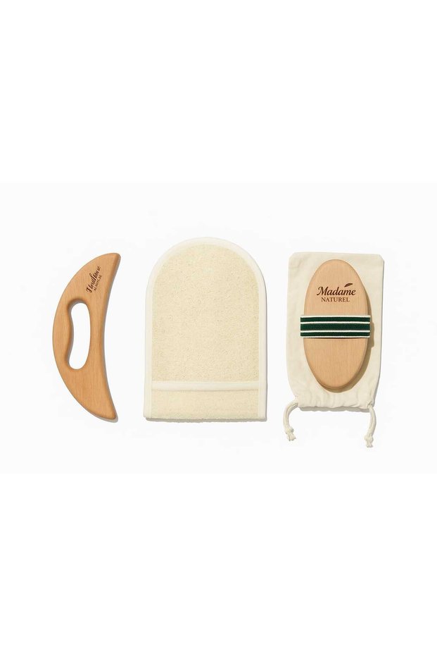 Set of 3 (Cellulite Brush, Massage Tool, Pumpkin Fiber) Natural