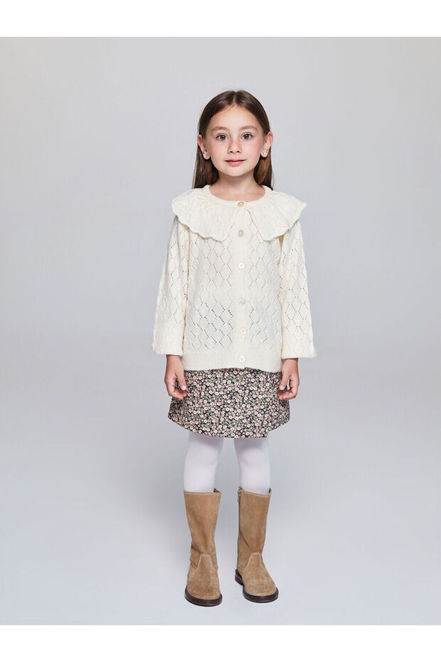 LCW Kids Bisiklet Yaka Ajurlu Kız Çocuk Triko Hırka - 2