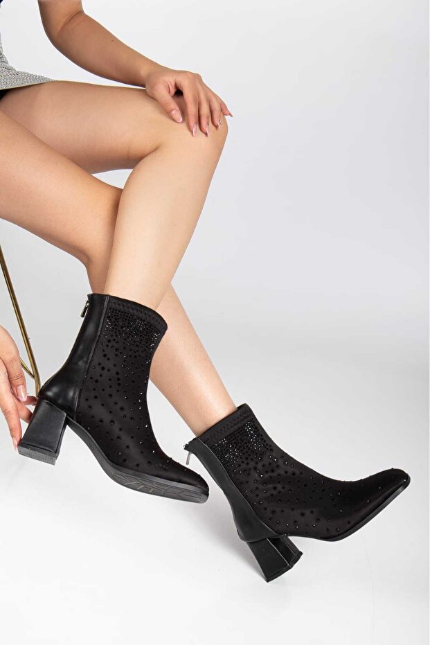 Kadın Kısa Blok Bot Boncuklu Kadın Kışlık Bot - 3