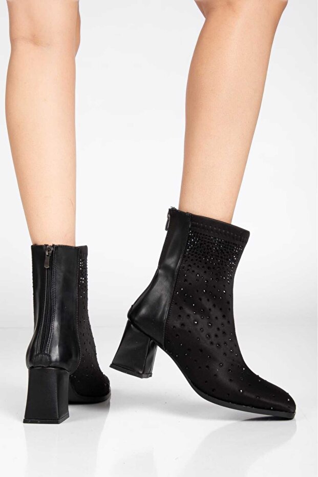 Kadın Kısa Blok Bot Boncuklu Kadın Kışlık Bot - 2