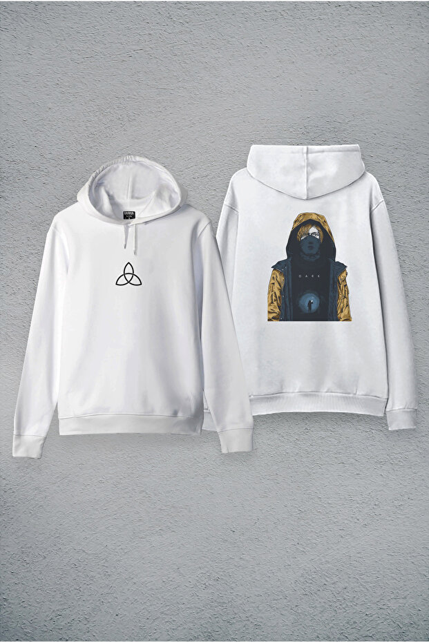 Dark Dizi Printed White Hooded Hoodie Sweatshirt