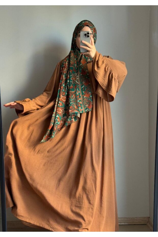 فستان أيروبين بأكمام مكشكشة باللون الرمادي