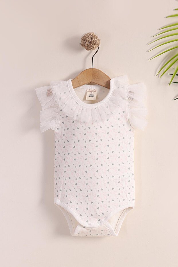 Ecru Heart Cotton Lace Sleeveless Baby Girl Bodysuit