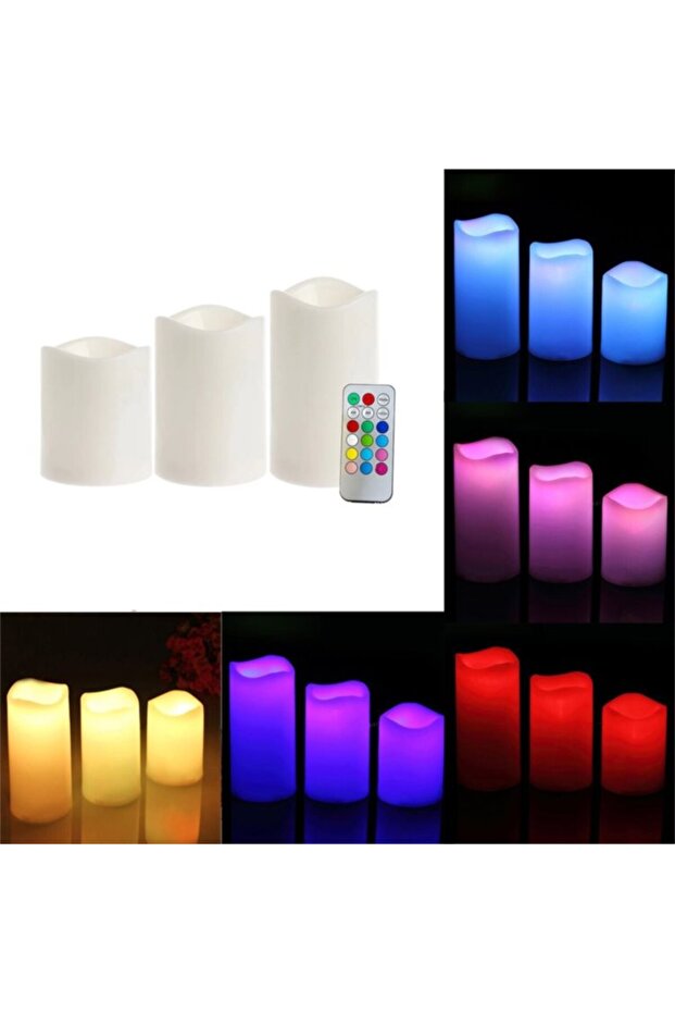 Set of 3 RGB LED candles, 3 lighting modes with remote control - 2
