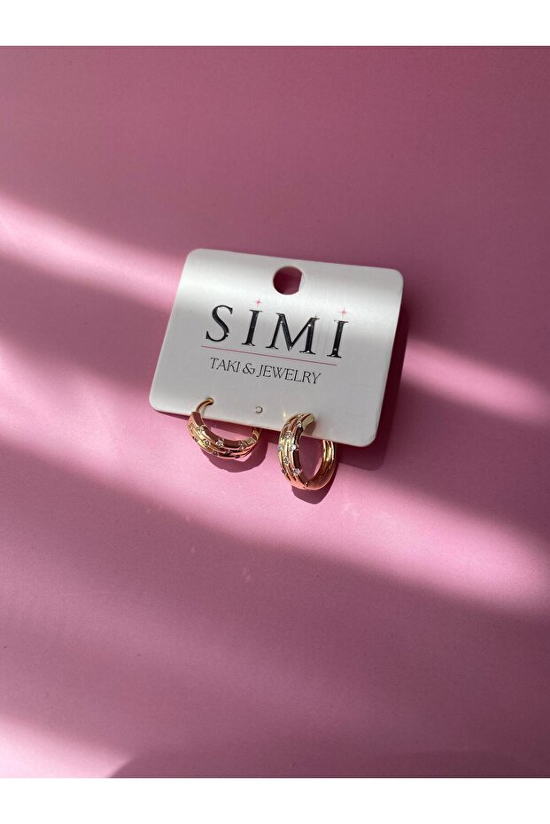 VIP Taşlı Minik Halka Küpe - 1