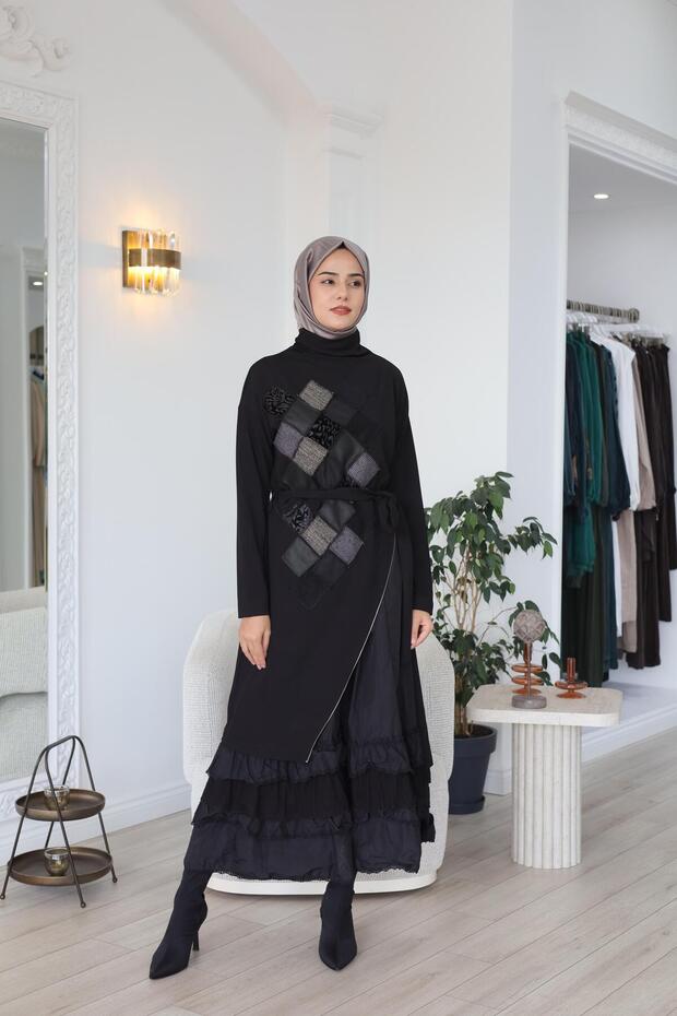 Patchwork Detaylı Elbise 38808 - 2