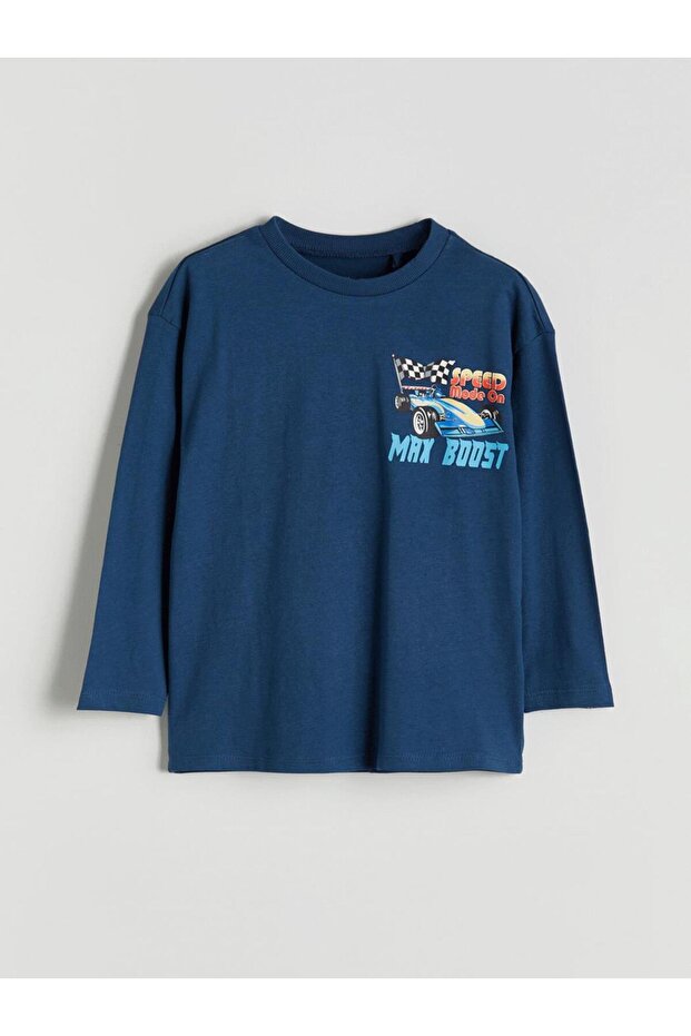 Crew Neck Long Sleeve Printed Boys T-Shirt (W5)