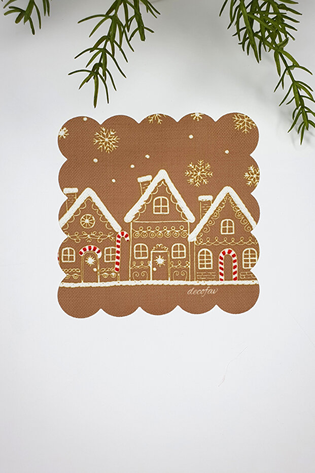 New Year's Themed Biscuit Color Laser Cut Cocktail Napkin 1 Piece