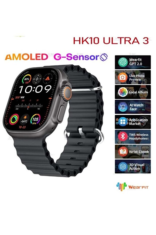 HK10 ULTRA 3 Smartwatch – 2.02" AMOLED Display