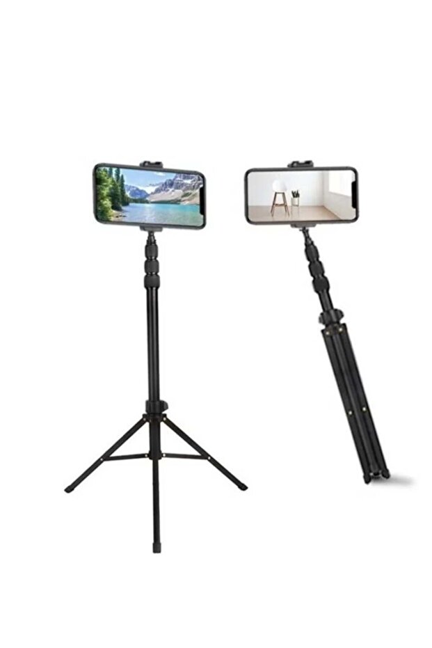 MT-45 Cell Phone Clip Camera Mount Holder Telescopic Selfie Stick Outdoor Tripod Stand