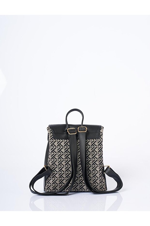 Monogram Pattern Medium Shopper Bag Black - 3