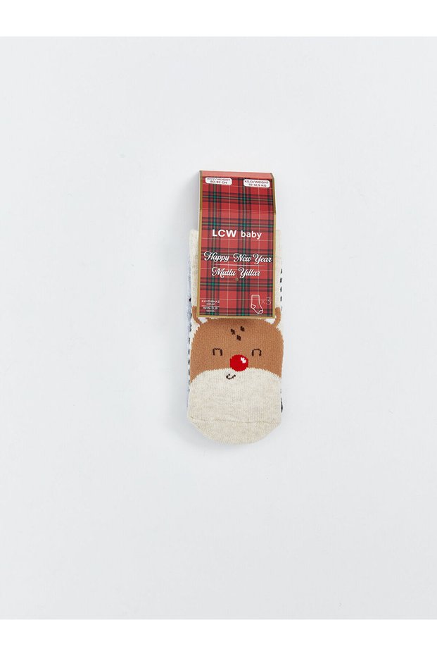 Özmarka New Season New Year's Themed Baby Boy Socks 3-Piece Set