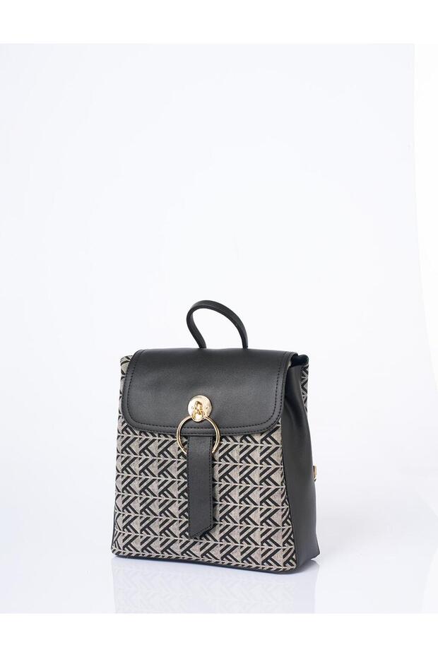 Monogram Pattern Medium Shopper Bag Black - 2
