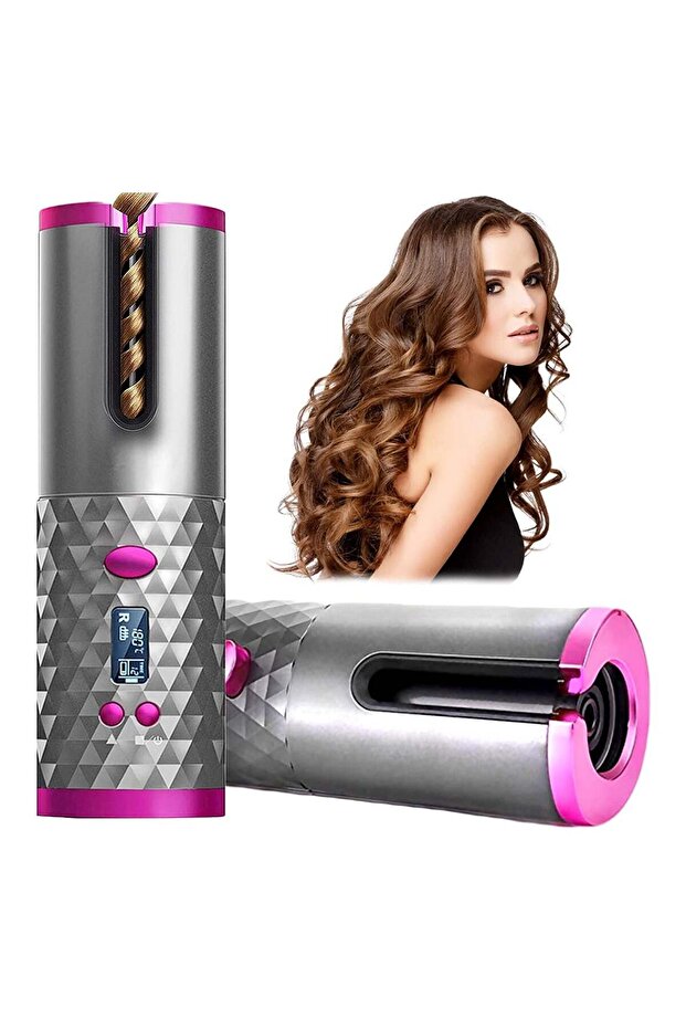 Automatic Cordless Hair Curler Auto Curling Iron Wand with USB Charging and LCD Display Adjustable T