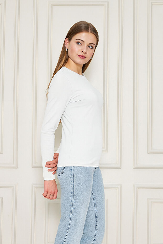 BİSİKLET YAKA UZUNKOL BASİC T-SHİRT - 4