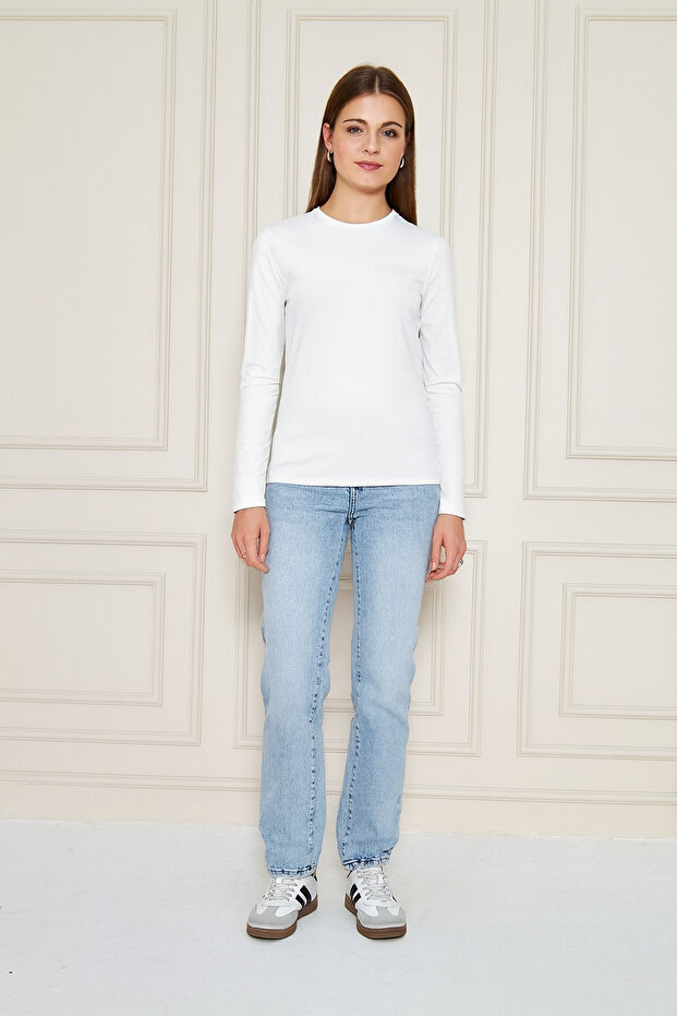 BİSİKLET YAKA UZUNKOL BASİC T-SHİRT - 2