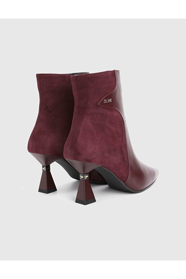 Patsy Hakiki Süet Deri Bordo Kadın Topuklu Bot - 5