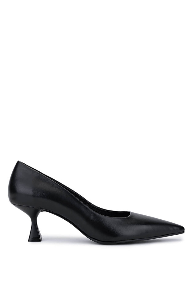 Women's Genuine Leather Black Heeled Shoes