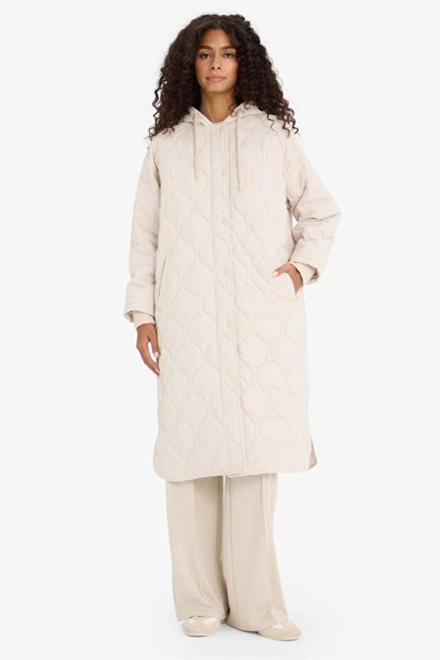 Regular Fit Kapüşonlu Çıtçıtlı Cepli Kapitoneli Parka (25 WN) - 1