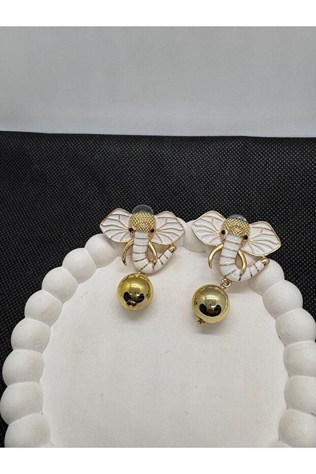 Zr Model Enamel Elephant Earrings