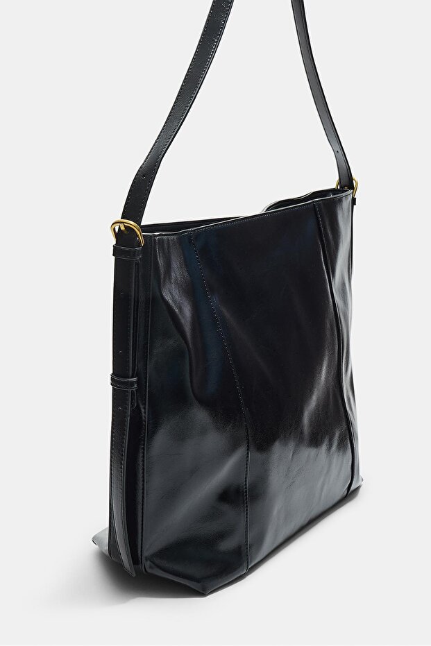 Suni deri bucket çanta - 3