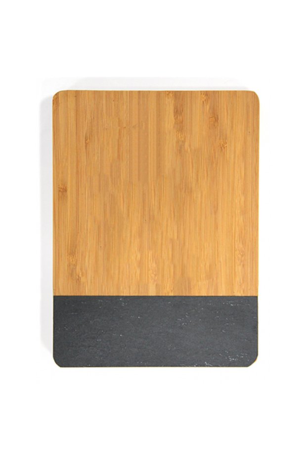 Rectangular bamboo presentation tray with small stone 33x24xh1.9 cm