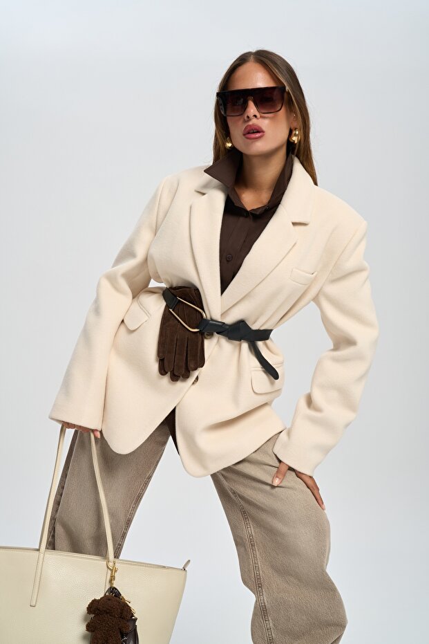 Howell Ecru Blazer Jacket - 1
