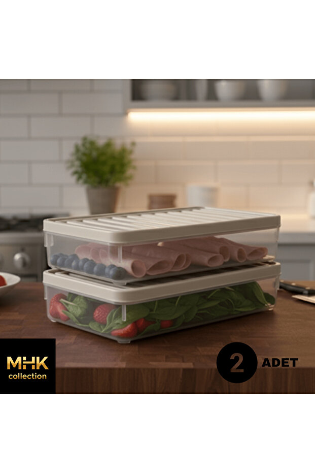 حاوية تخزين مستطيلة بغطاء بلاستيكي 1 لتر - 1