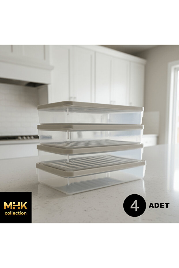 حاوية تخزين مستطيلة بغطاء بلاستيكي 1 لتر - 3