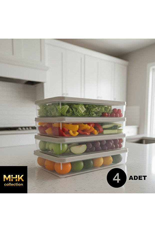 حاوية تخزين مستطيلة بغطاء بلاستيكي 1 لتر - 2