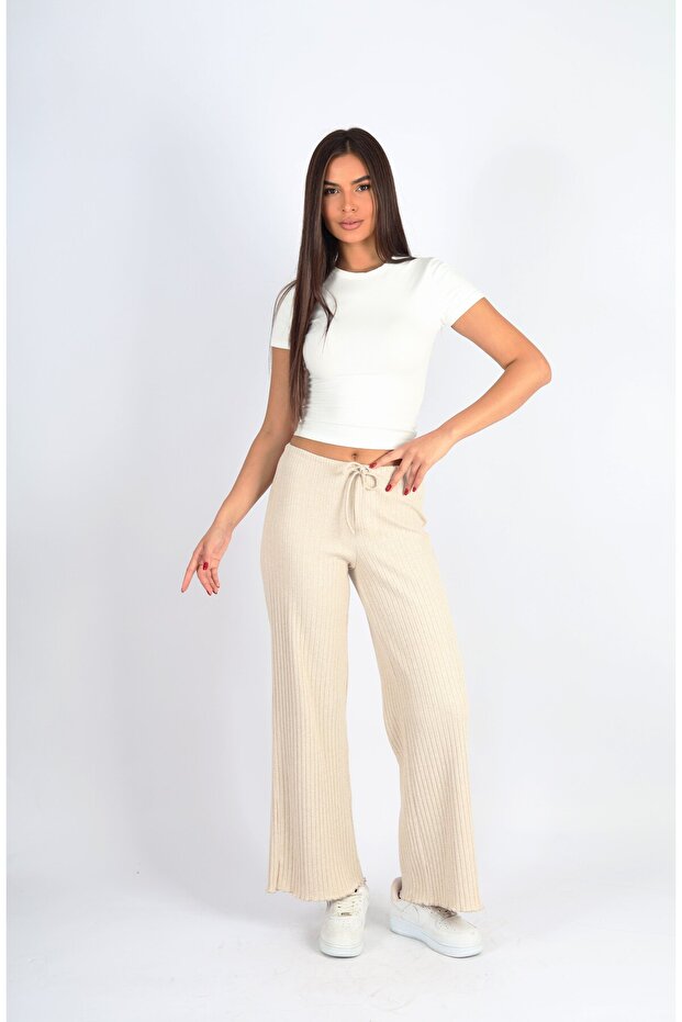 Punta Report široke bež pantalone - 6