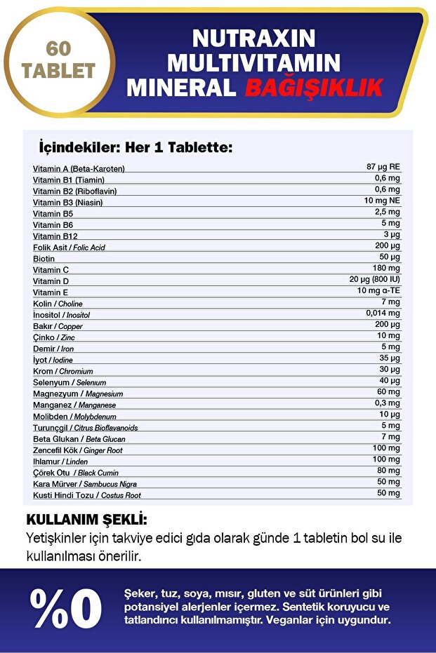 Multivitamin Mineral Immune 60 Tablet - 3