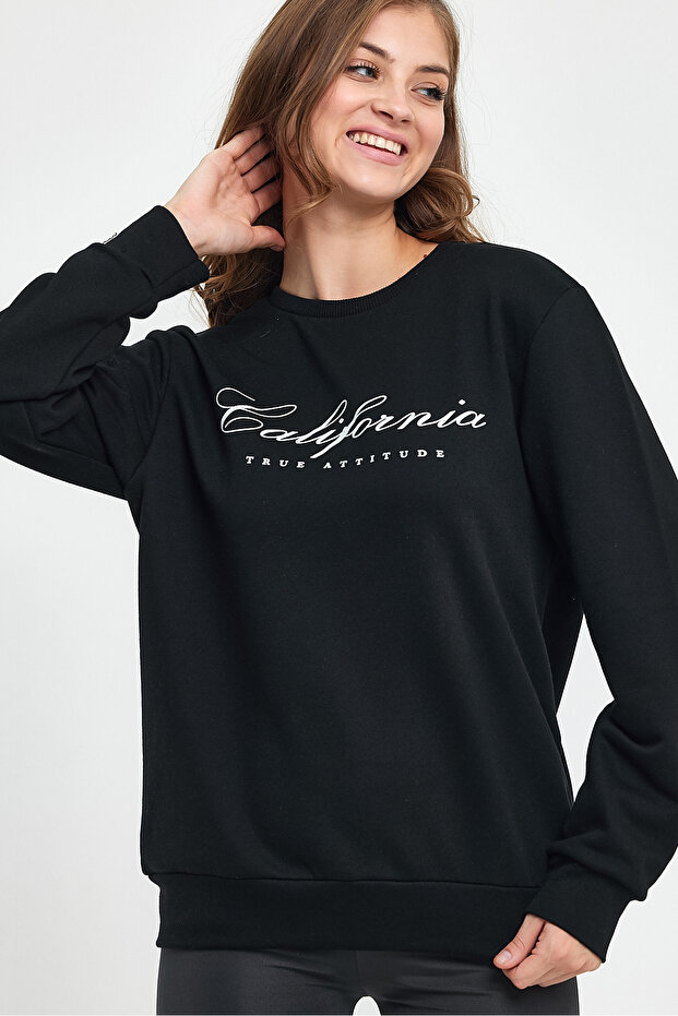 Women's Crew Neck Comfortable Fit 3 Thread Thick California Printed Sweatshirt Spr24Swk28