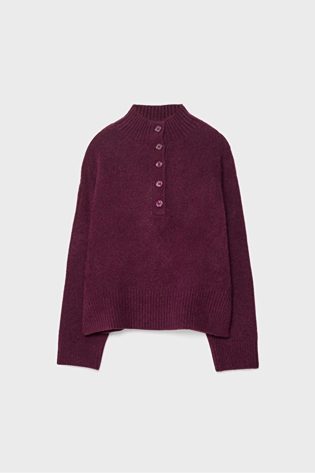 Düğmeli Örgü Kazak - 6