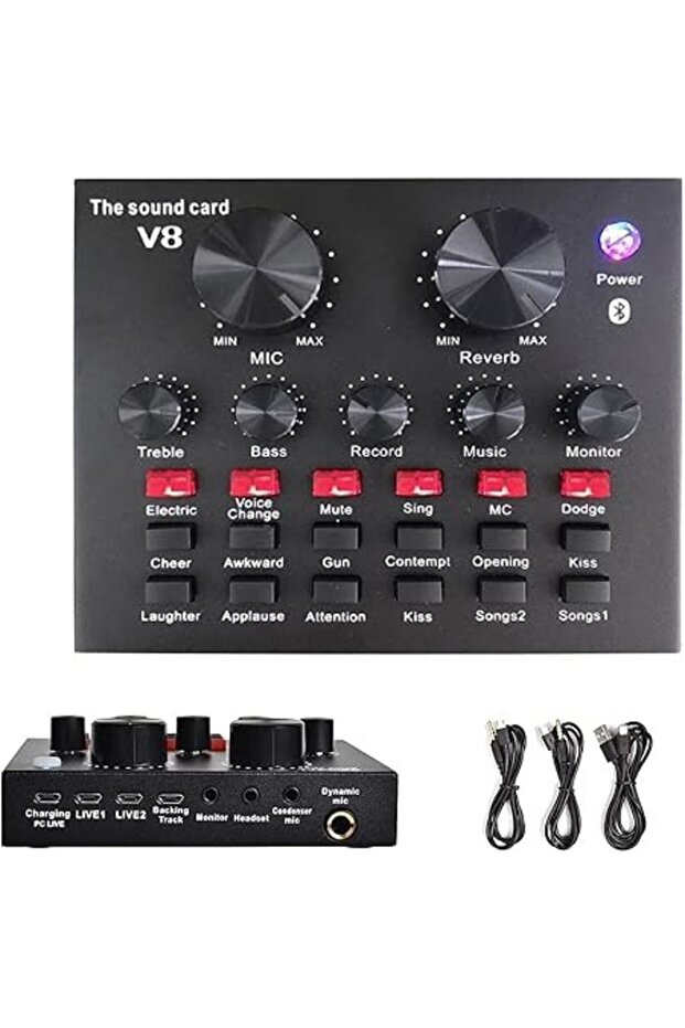 BM800 Microphone Kit with V8 Sound Card Professional Condenser Microphone for Studio Recording - 2