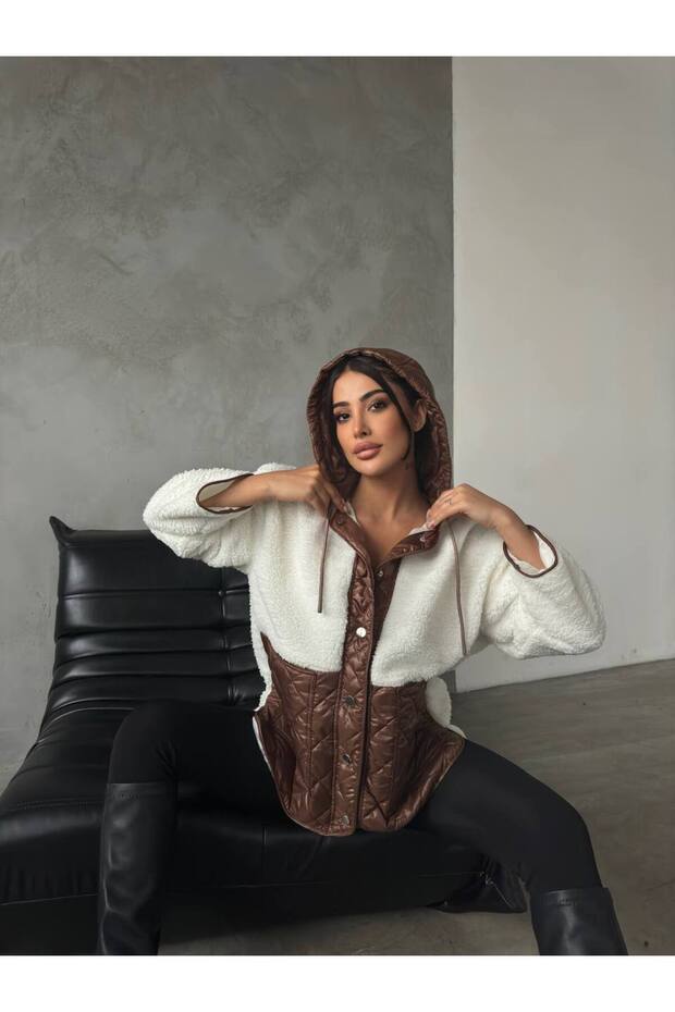 peluş kapitone ceket - 6