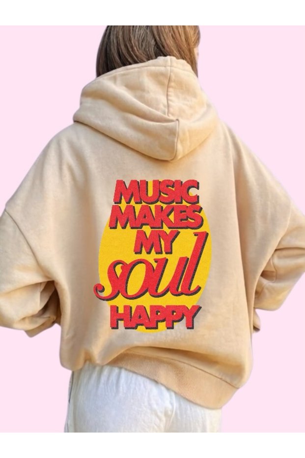 Unisex Soul Happy Colorful Custom Printed Cotton Oversize Hooded Sweatshirt