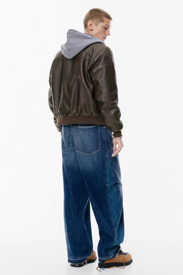 Suni Deri Bomber Ceket - 5