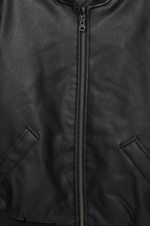 Suni Deri Bomber Ceket - 8