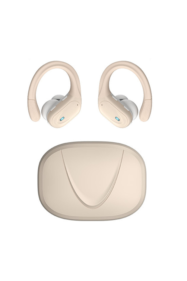 Beige Sport Wireless Headphone TWS Wireless Earphones Bluetooth 5.3 Earbuds with ENC Noise Cancellat