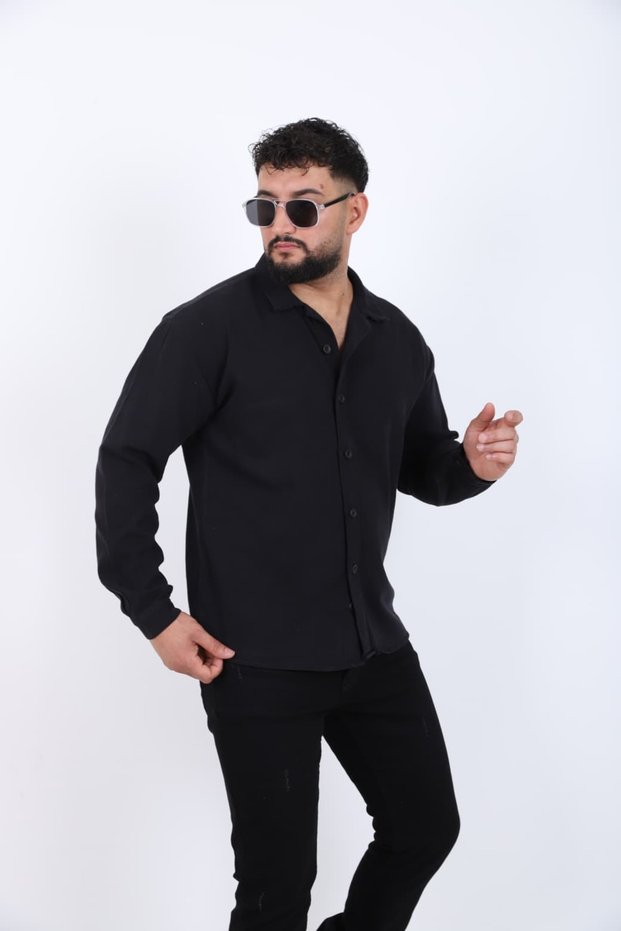 Men's Black Linen Look Oversized Shirt Long Sleeve Casual Daily Streetwear Use