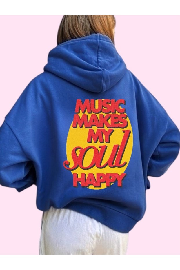 Unisex Soul Happy Colorful Custom Printed Cotton Oversize Hooded Sweatshirt