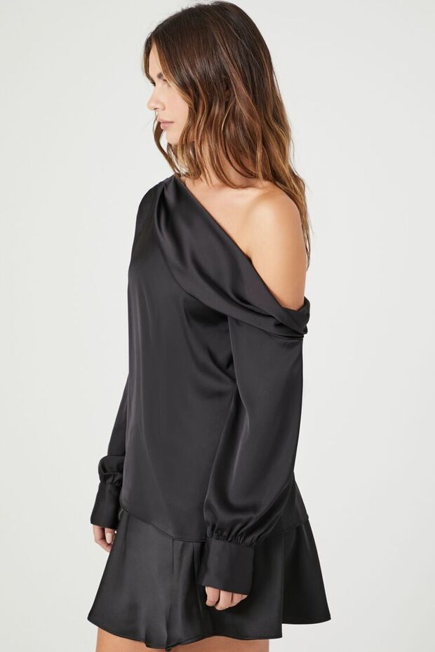 Tek Omuz Detayl Bluz - 4