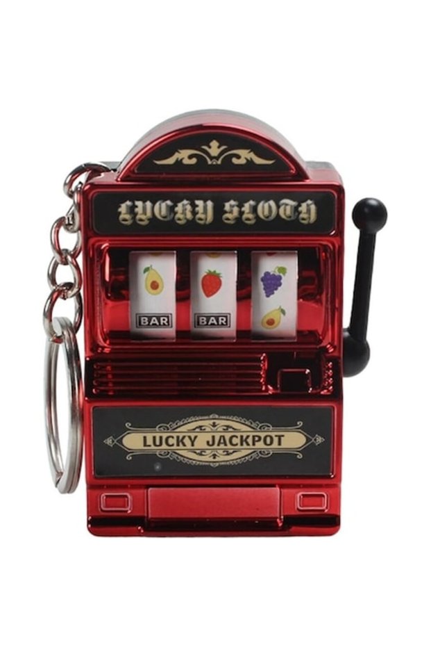 Breloc Model Slot Machine, Mecanism Functional, 4x6 cm, Plastic, Rosu