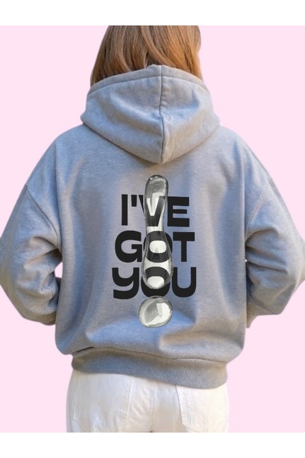 Unisex I'Ve Got You Colorful Custom Printed Cotton Oversize Hooded Sweatshirt