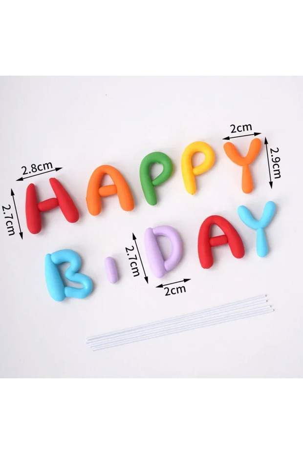 Large 1 Set Happy Birthday Cake Topper Colorful Letters Insert For Cupcake Dessert Decoration Kids B