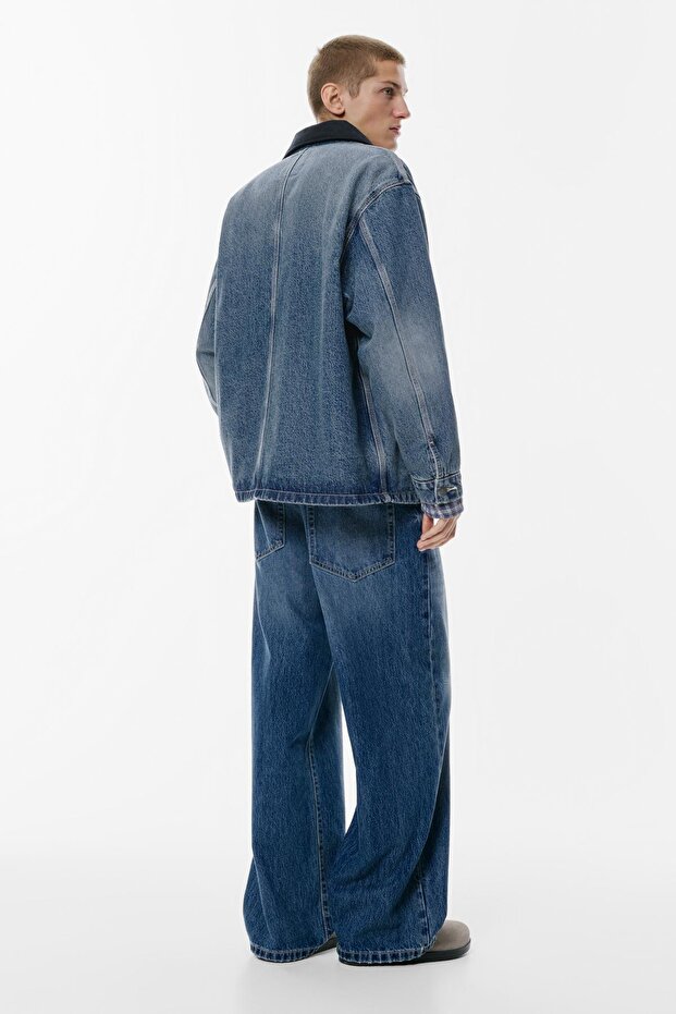 Kombine Yakalı Kot Ceket - 5