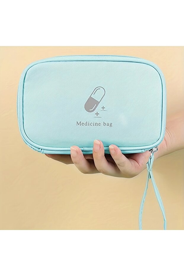blue-1pc 1pc/3pcs/5pcs Portable Medicine Bag Cute First Aid Kit Medical Emergency Kits Organizer Out