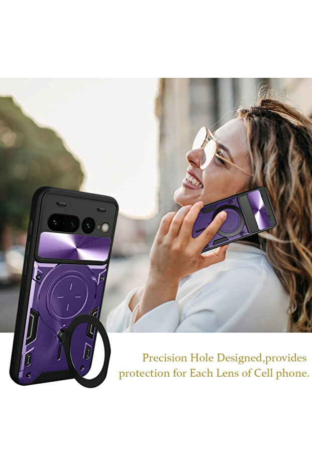 SurveilProRingLens Cover for Google Pixel 10, Magnetic Function, Rotating Ring, Purple - 3